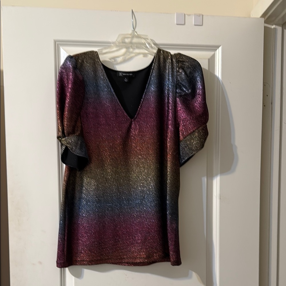 Multicolor V-Neck Women's Top